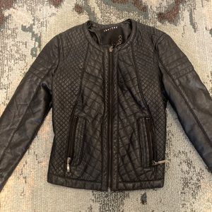 Leather motorcycle jacket.
